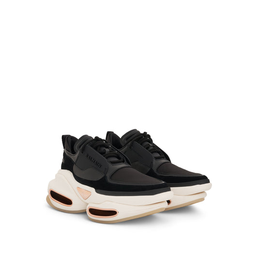 B-Bold Low Calfskin & Suede Sneaker in Black/White