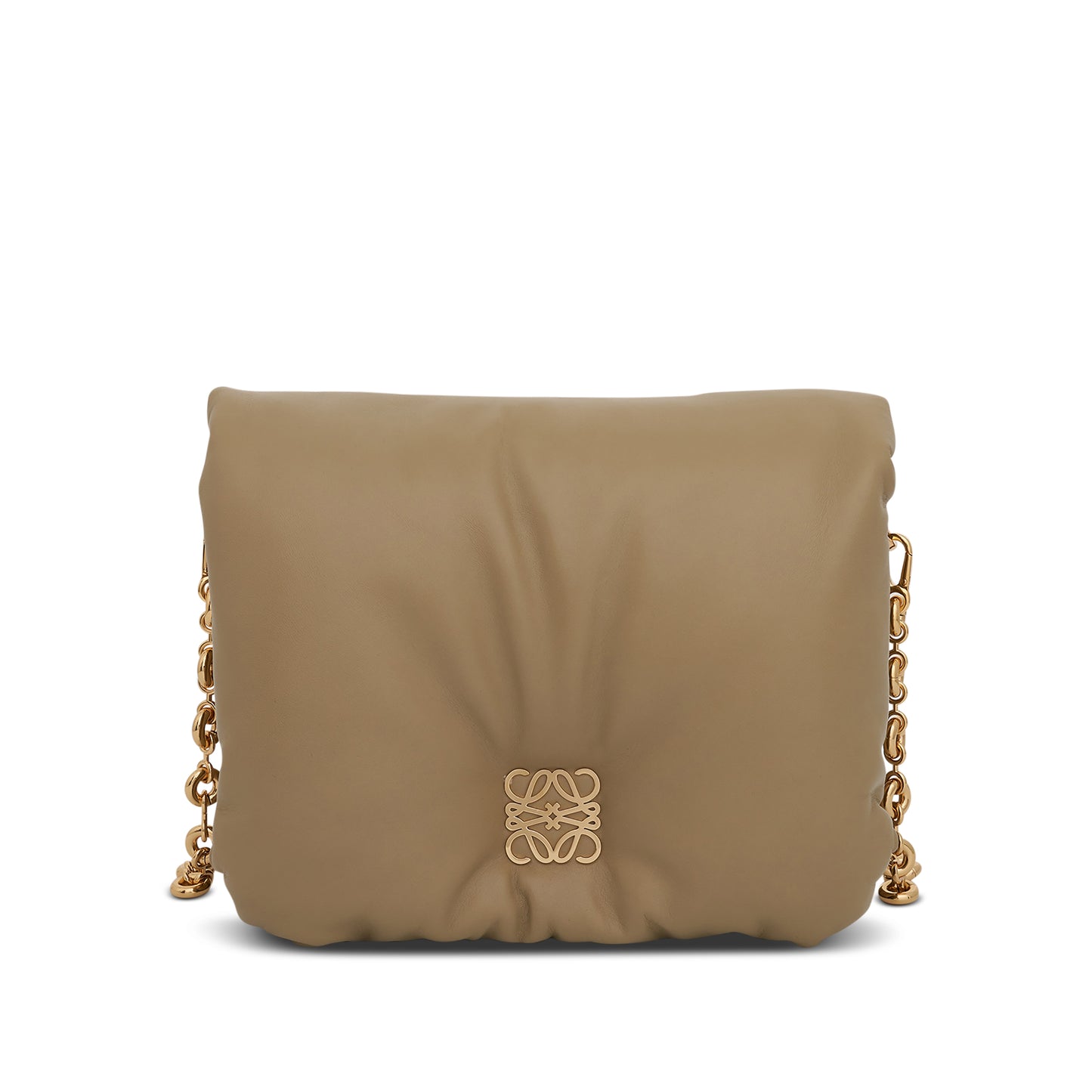 LOEWE Puffer Goya Shoulder Bag Clay Green in Shiny Nappa Lambskin Leather  with Gold-tone - US