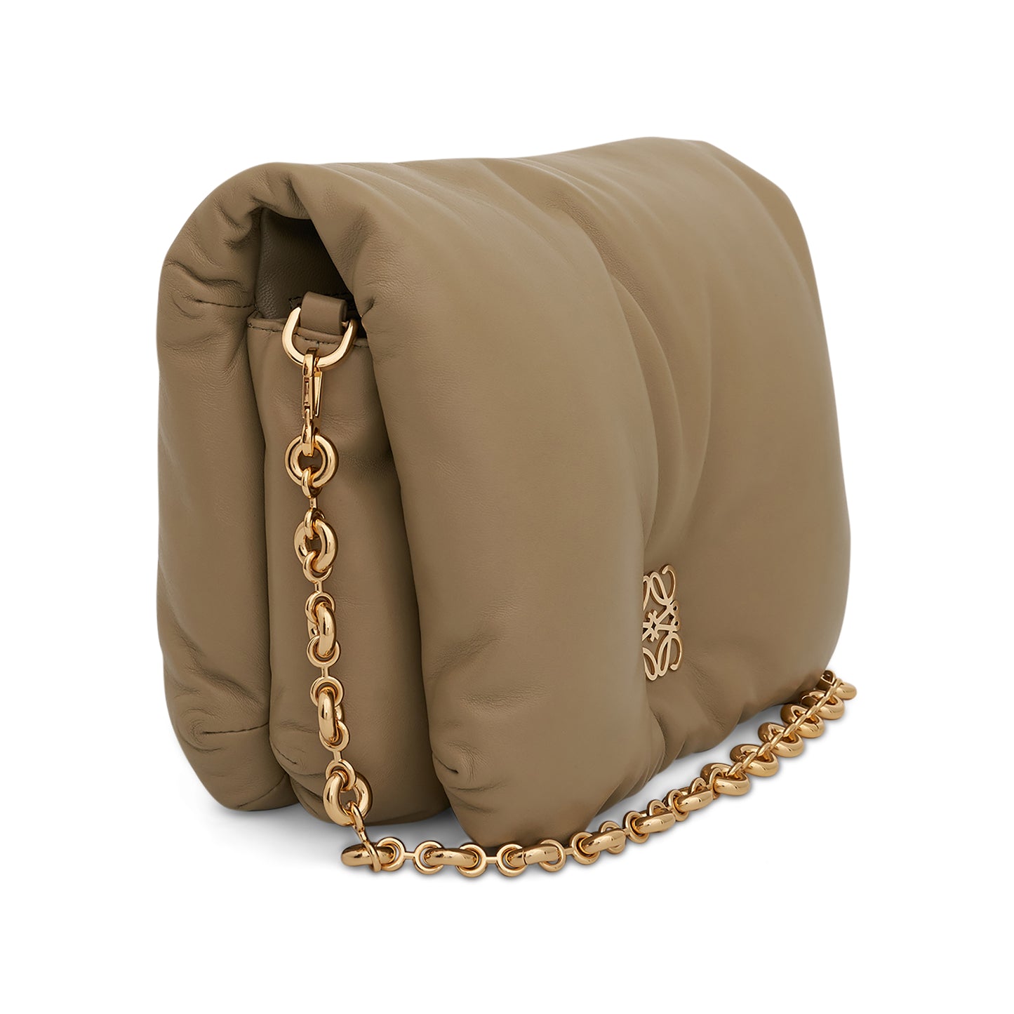 Puffer Goya Bag in Shiny Nappa Lambskin in Clay Green