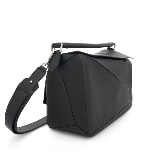 Large Puzzle Bag in Diamond Calfskin in Black