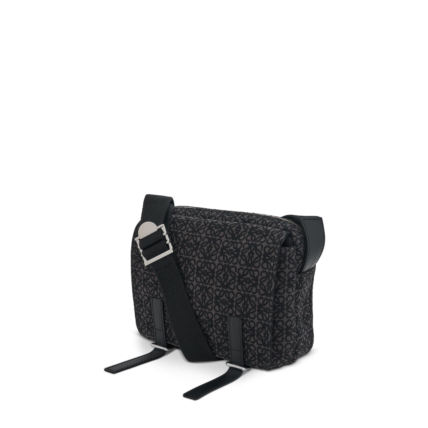 XS Military Messenger Bag in Anagram Jacquard and Calfskin in Anthracite