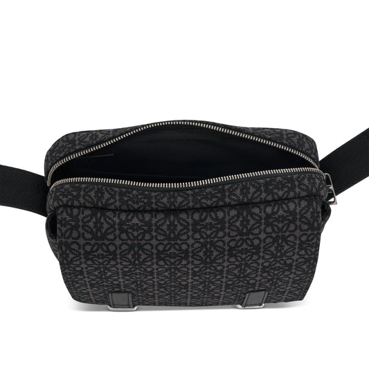 XS Military Messenger Bag in Anagram Jacquard and Calfskin in Anthracite