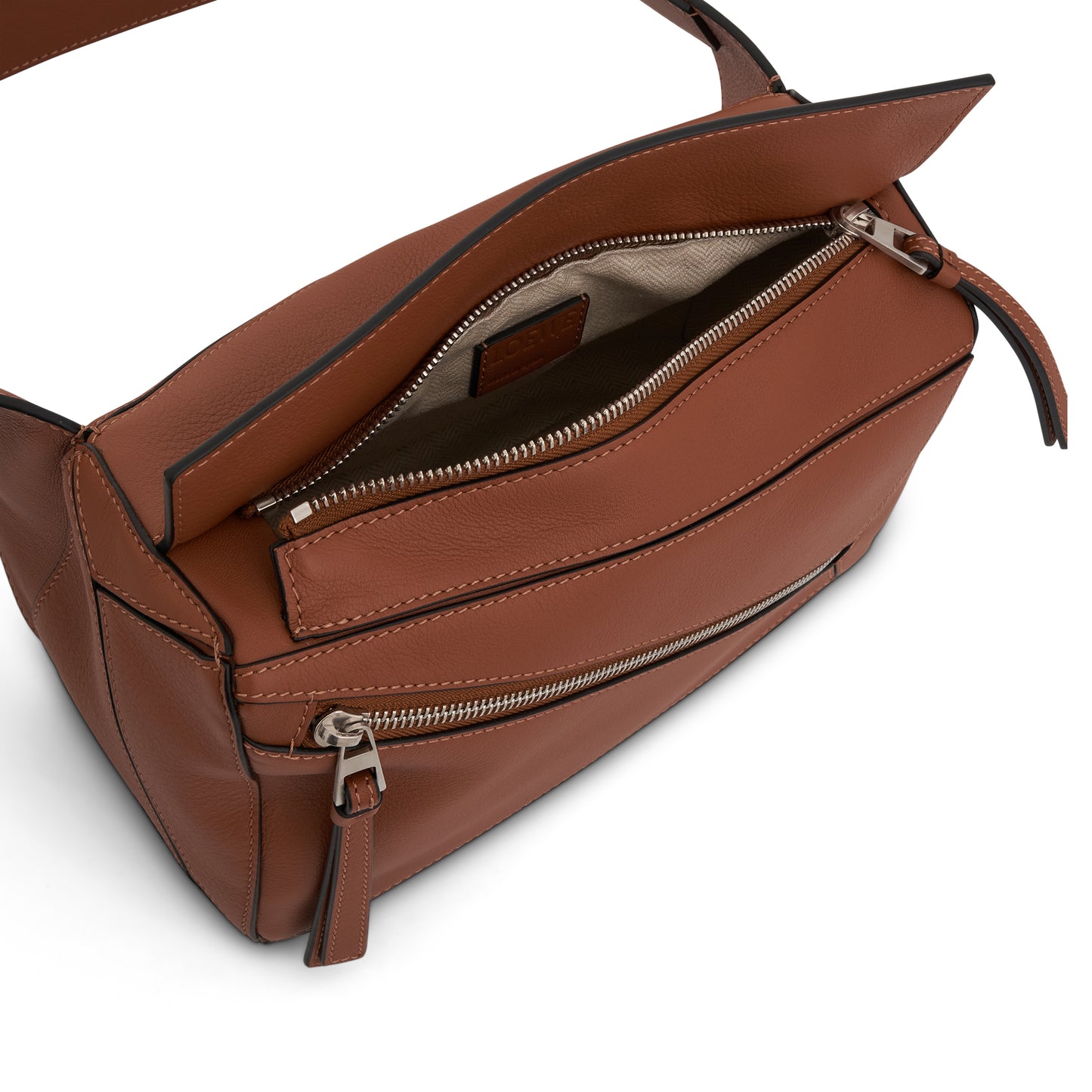 Small Puzzle Bumbag in Classic Calfskin in Tan