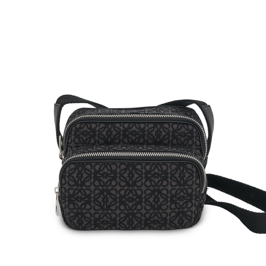 Mini Camera Bag in Anagram Jacquard and Calfskin in Anthacite