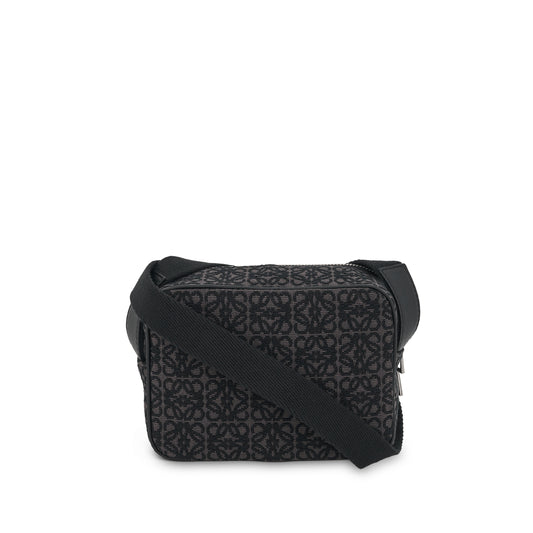 Mini Camera Bag in Anagram Jacquard and Calfskin in Anthacite