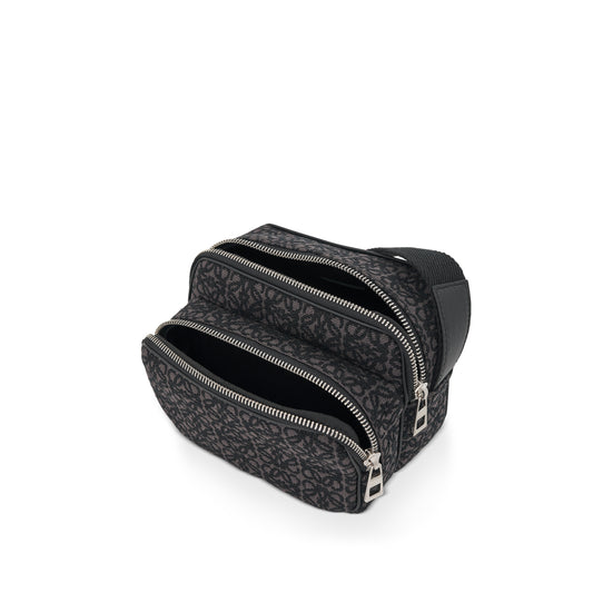 Mini Camera Bag in Anagram Jacquard and Calfskin in Anthacite