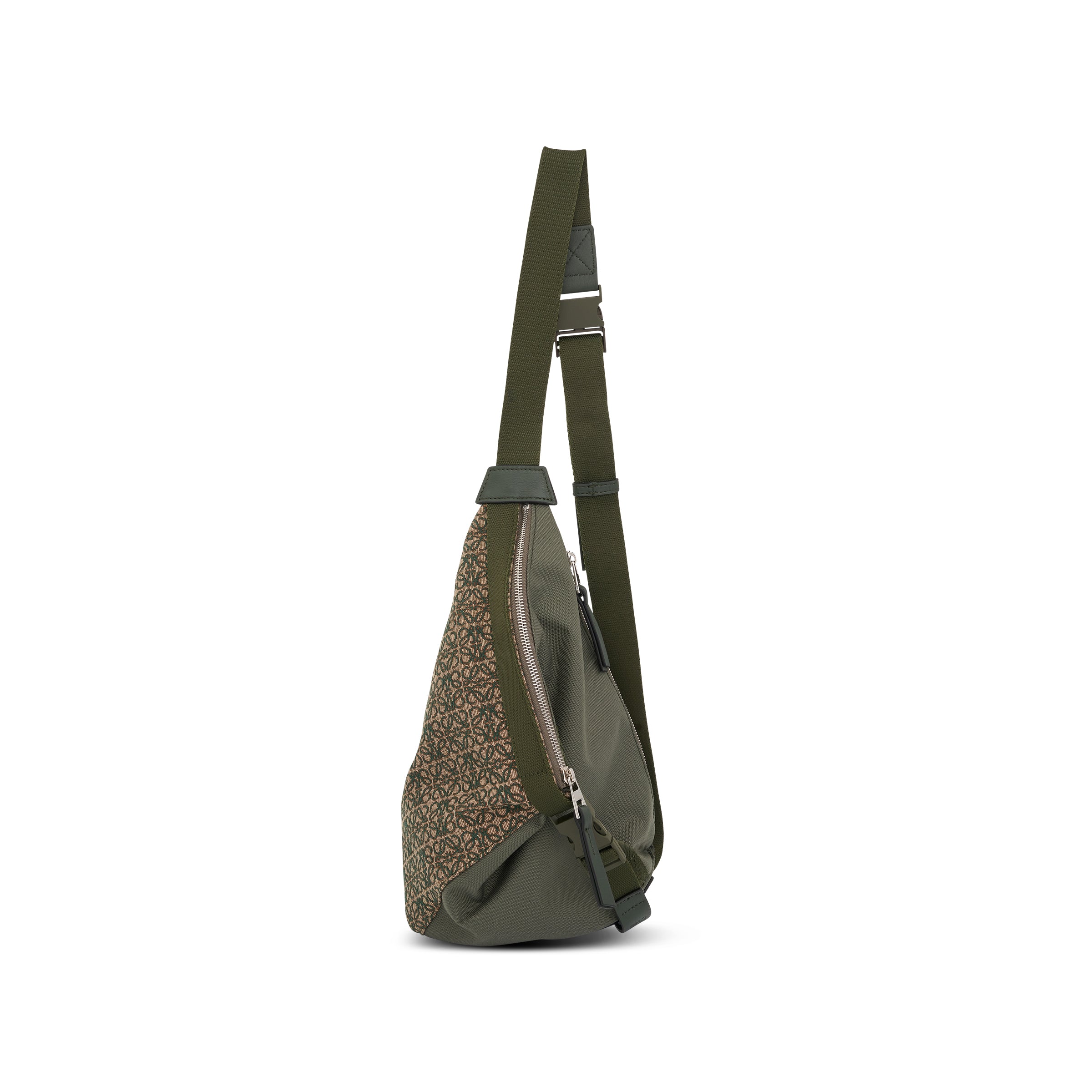 Anton Sling Anagram Jacquard and Canvas Bag in Khaki Green