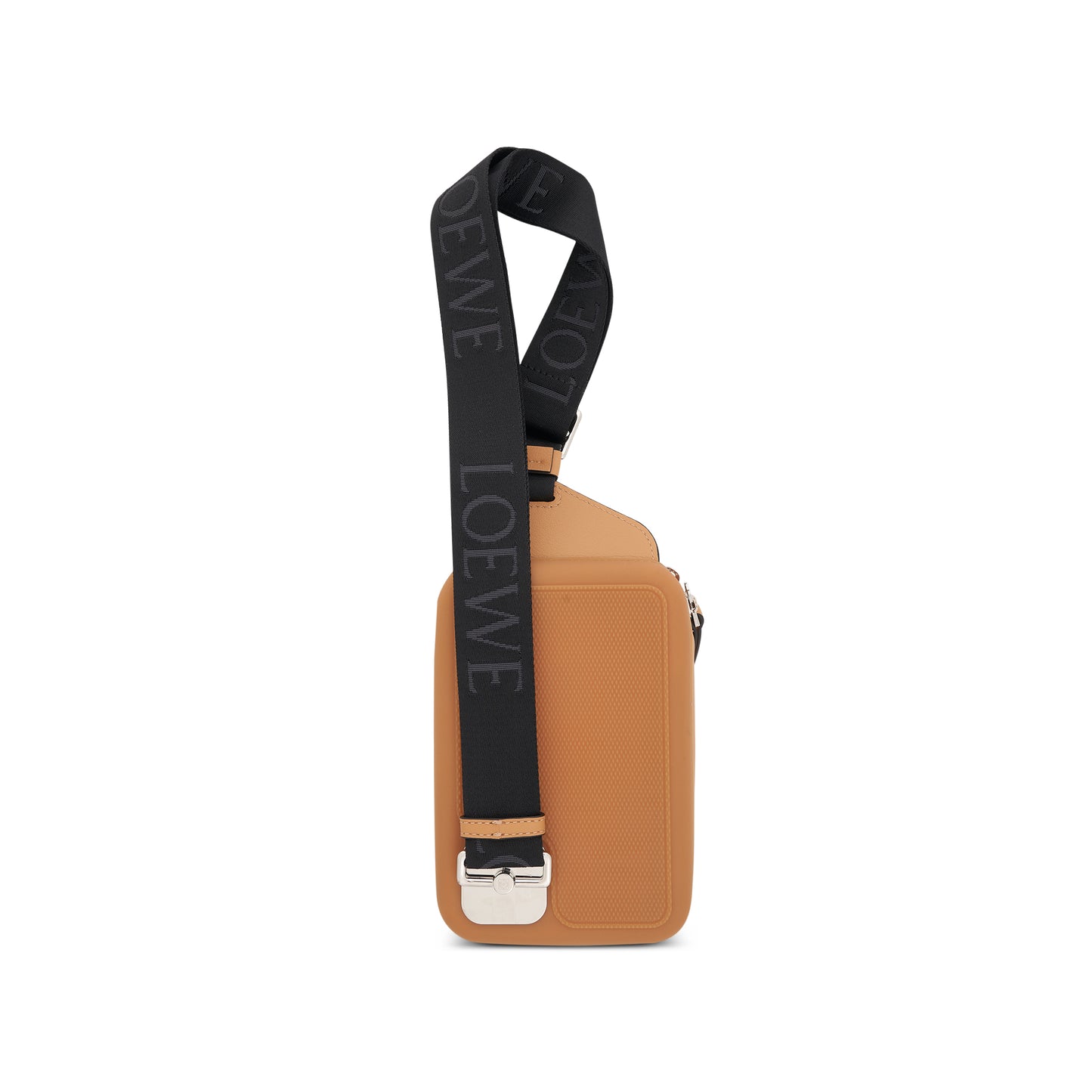 Molded Sling Bag in Diamond Rubber and Calfskin in Natural