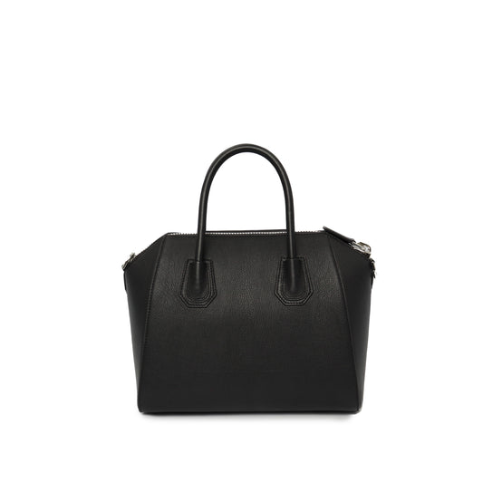 Small Antigona Bag in Grained Leather in Black