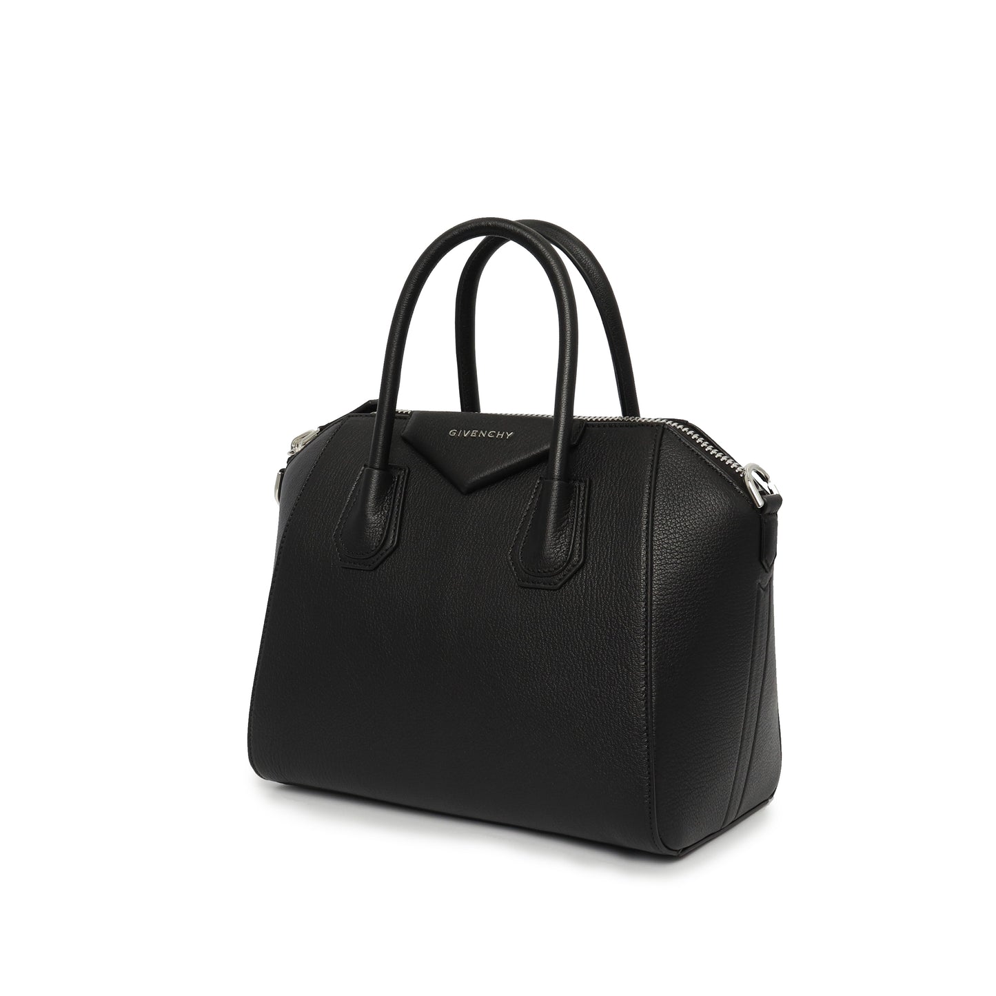 Small Antigona Bag in Grained Leather in Black