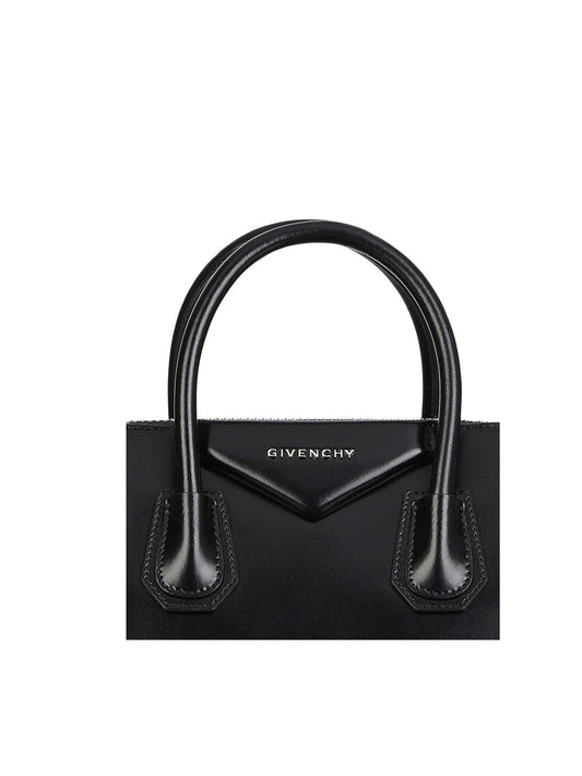 Small Antigona Bag in Box Leather in Black