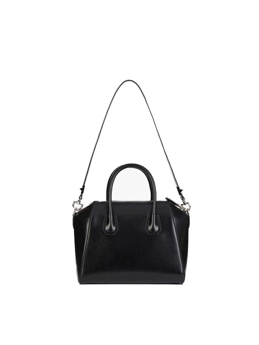Small Antigona Bag in Box Leather in Black