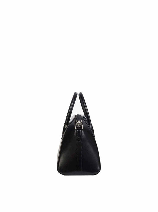 Small Antigona Bag in Box Leather in Black