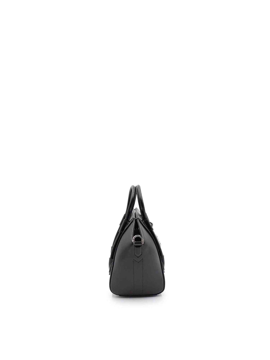 Mini Antigona Lock Bag in Box Leather in Black