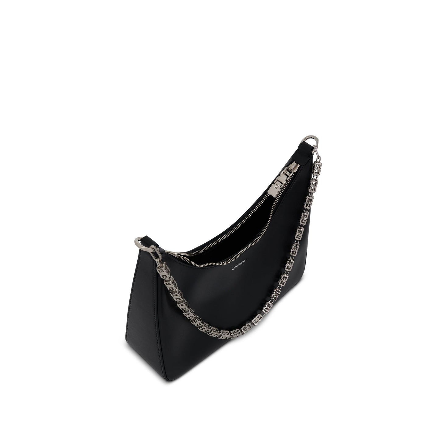 Small Moon Cut Out Bag in Calf Leather in Black