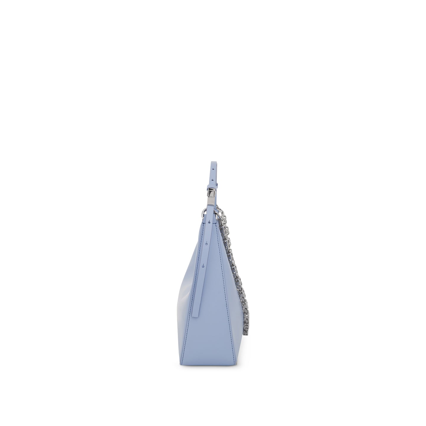 Small Moon Cut Out Bag in Calf Leather in Baby Blue