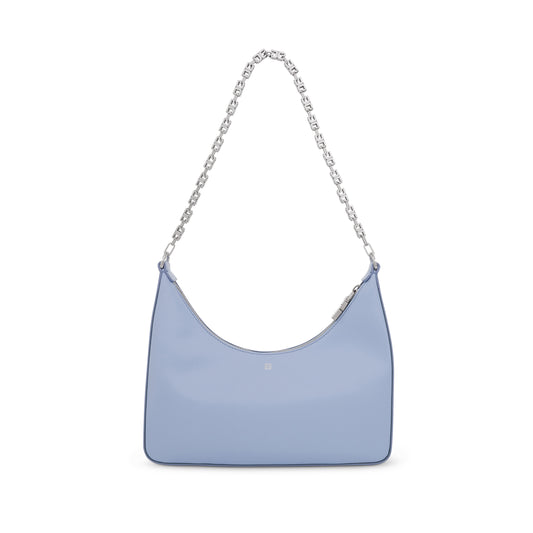 Small Moon Cut Out Bag in Calf Leather in Baby Blue