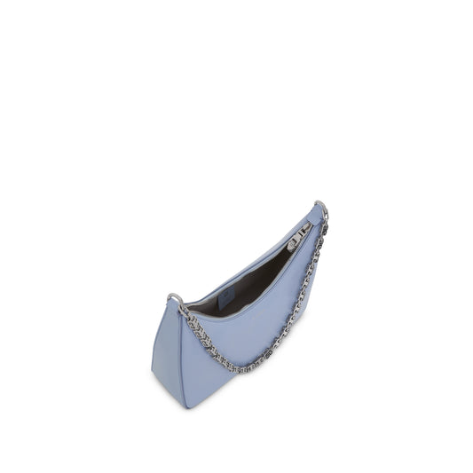 Small Moon Cut Out Bag in Calf Leather in Baby Blue