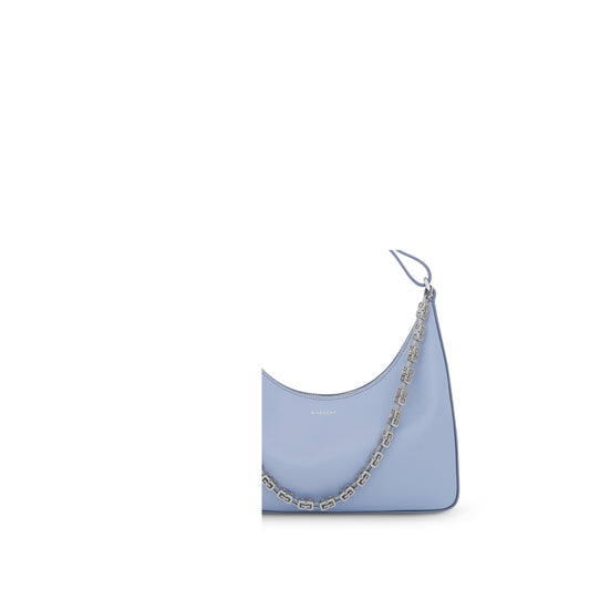 Small Moon Cut Out Bag in Calf Leather in Baby Blue