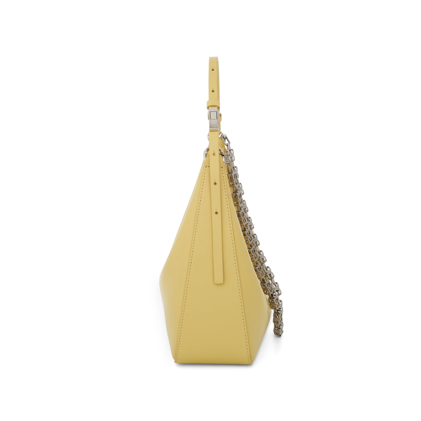 Small Moon Cut Out Bag in Calf Leather in Banana