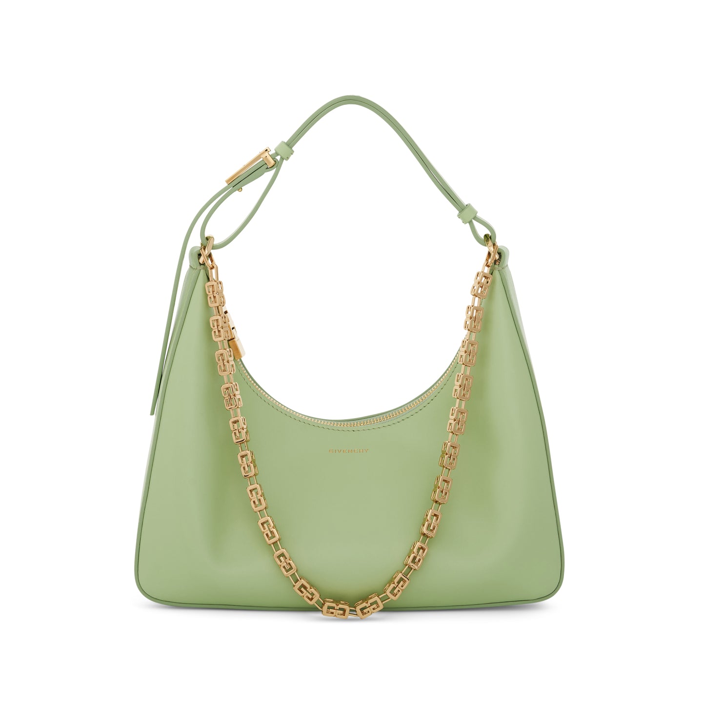 Small Moon Cut Out Bag in Calf Leather in Pistachio