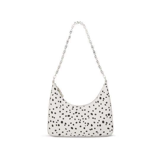 Small Moon Cut Out Bag with Dalmatian Dots in White/Black