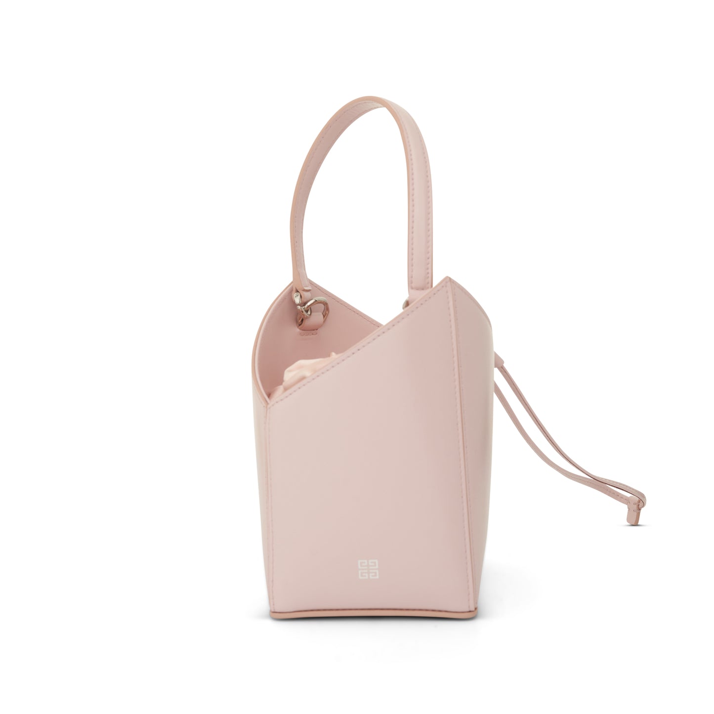 Mini Cut Out Bucket Bag in Box Leather in Light Pink