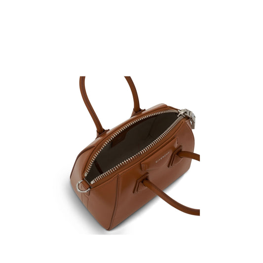 Mini Antigona Bag in Box Leather in Tan