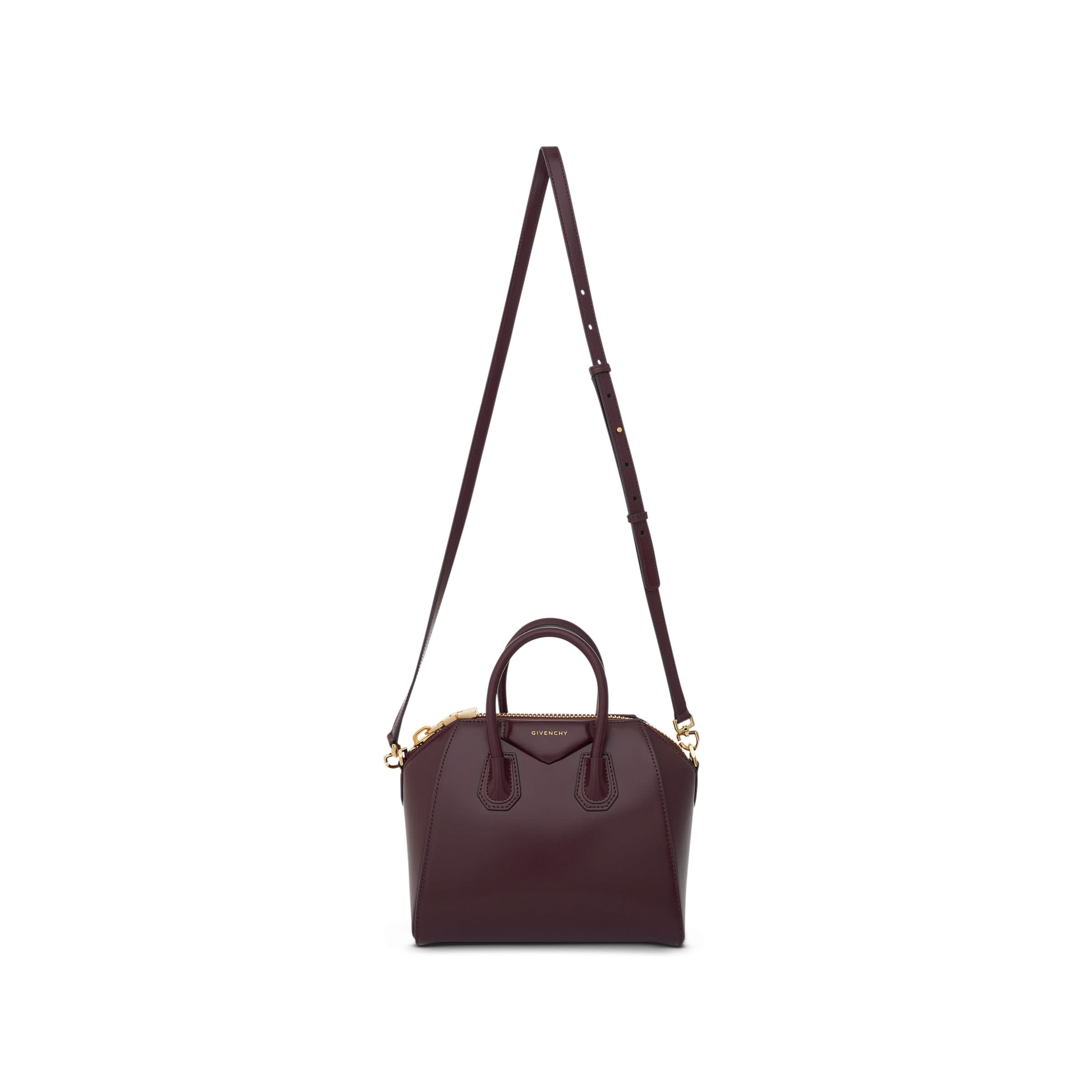 GIVENCHY Mini Antigona Bag in Box Leather with GHW in Oxblood Red Side View from MARAIS