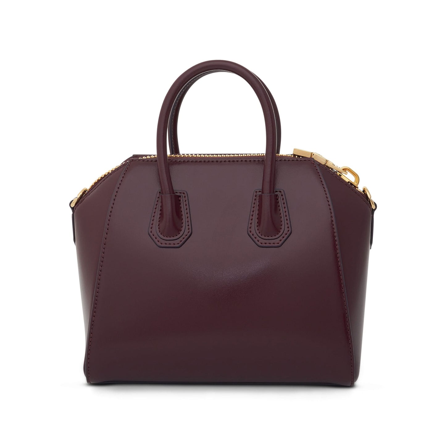 Mini Antigona Bag in Box Leather with GHW in Oxblood Red
