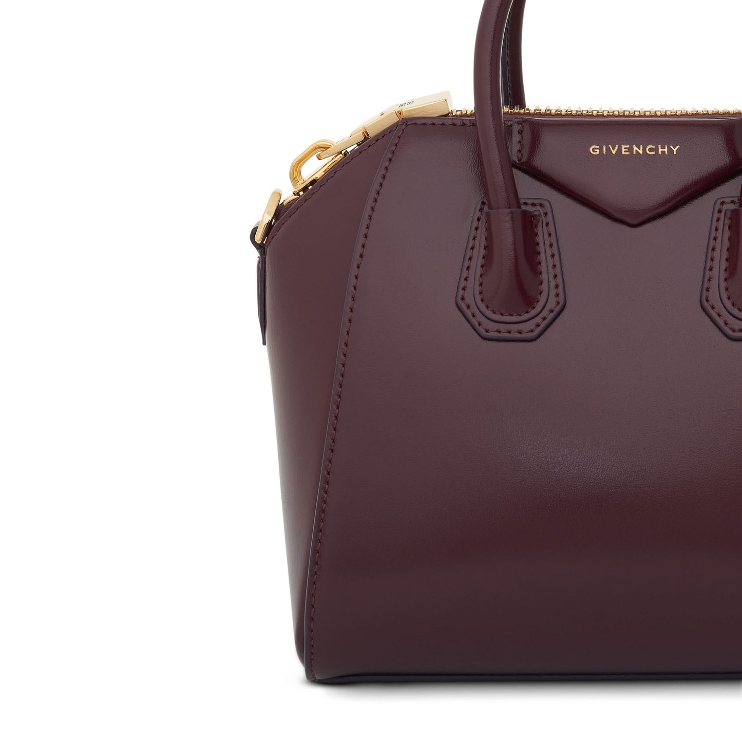 Mini Antigona Bag in Box Leather with GHW in Oxblood Red