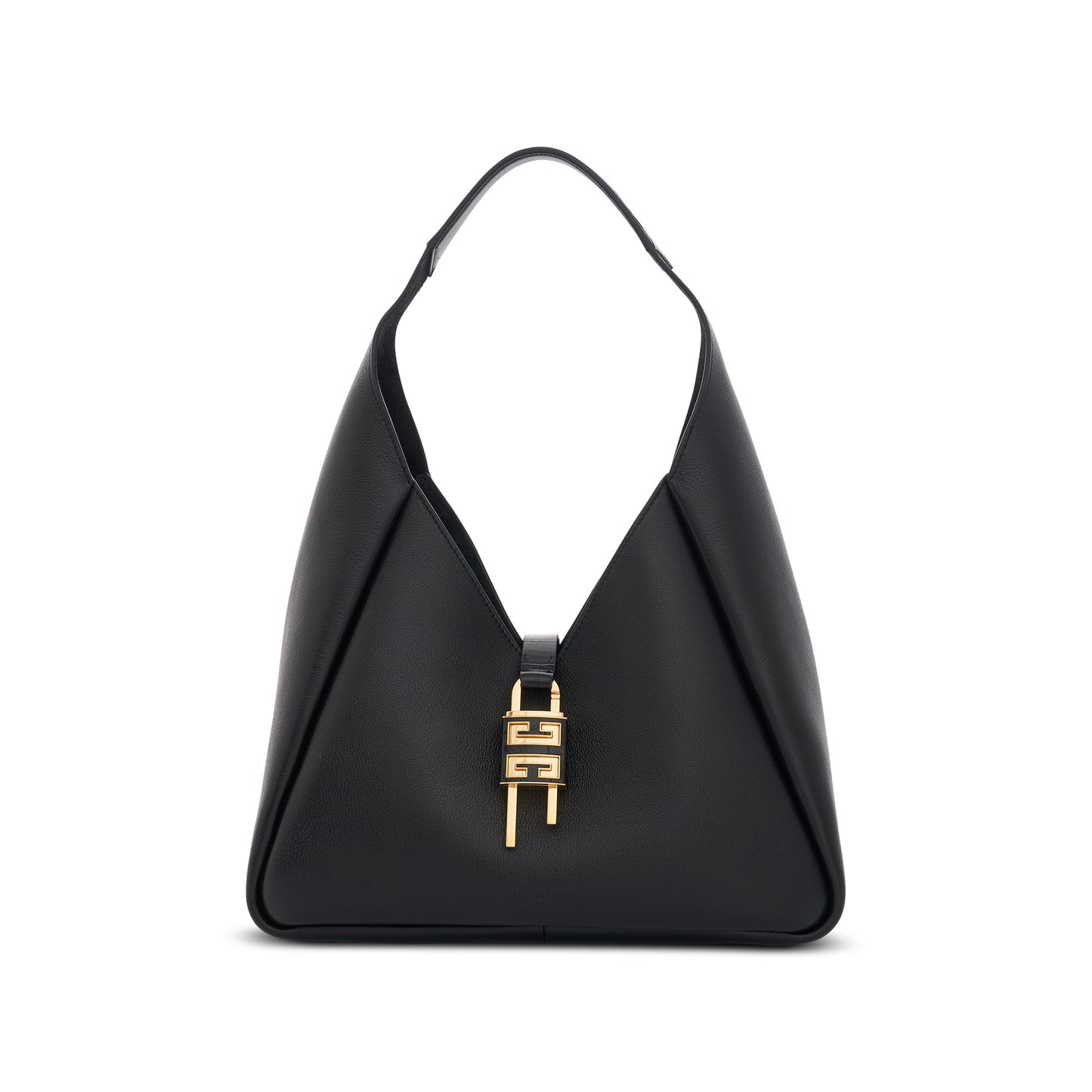 Medium G-Hobo Bag in Grained Calf Leather in Black