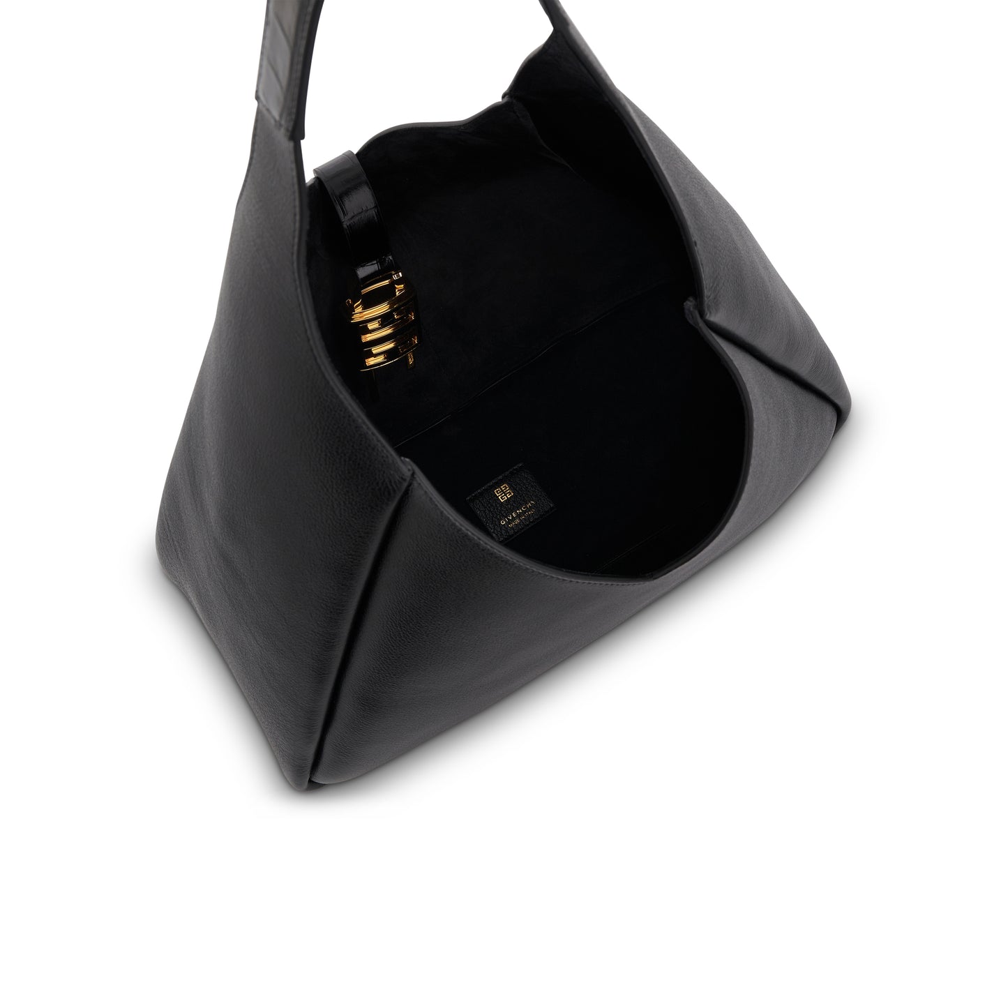 Medium G-Hobo Bag in Grained Calf Leather in Black