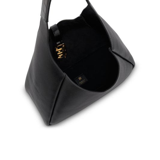 Medium G-Hobo Bag in Grained Calf Leather in Black