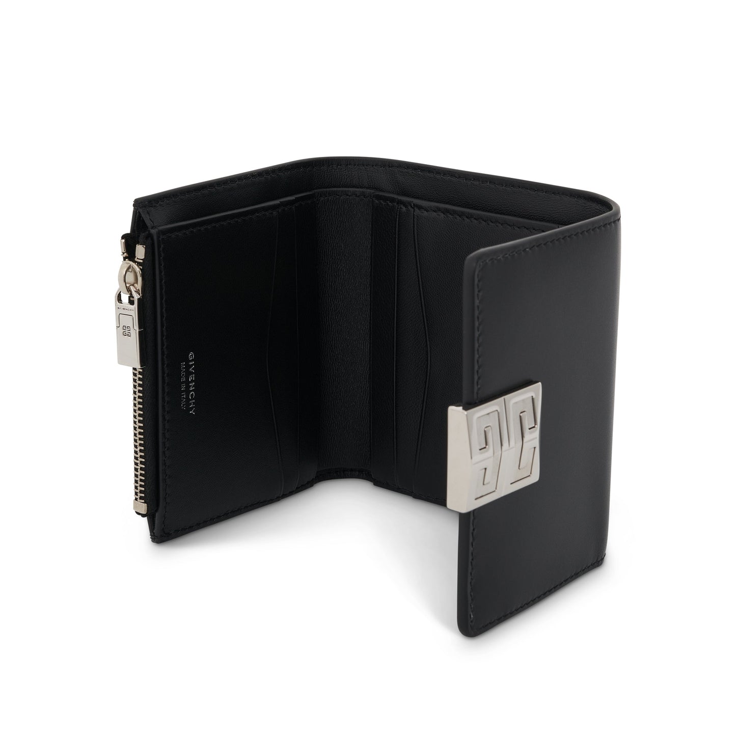 4G Trifold Wallet in Calf Leather in Black