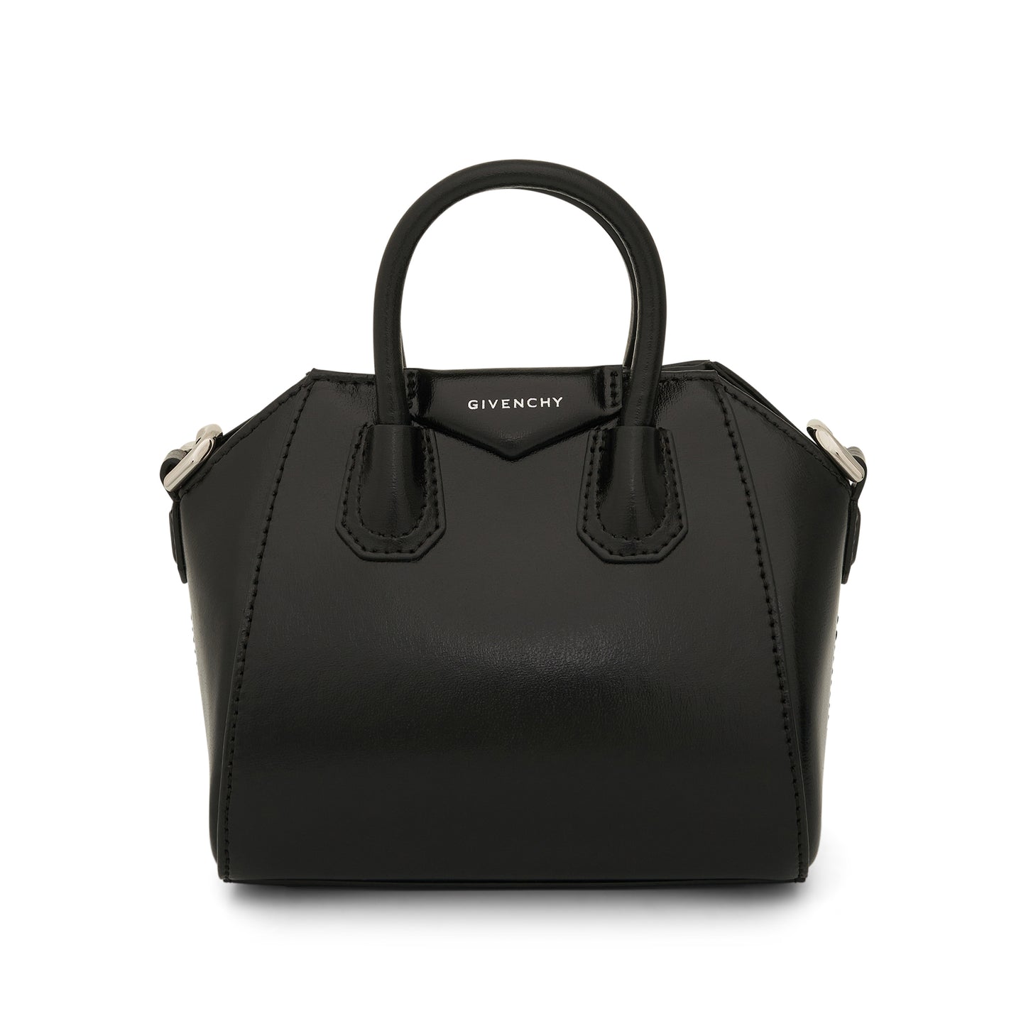 Micro Antigona Bag in Box Leather in Black