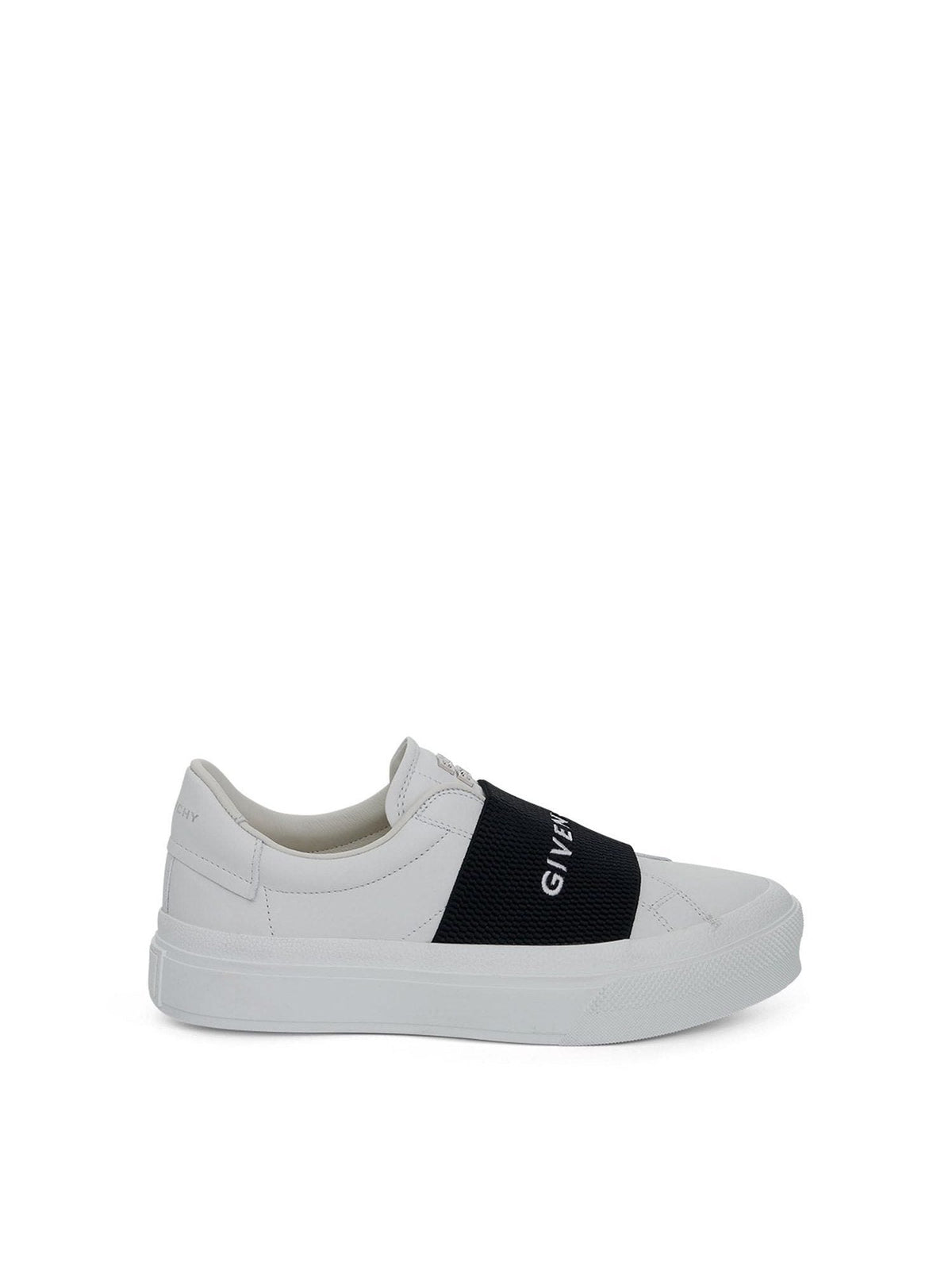City Court Elastic Band Sneakers in White/Black Side View | GIVENCHY