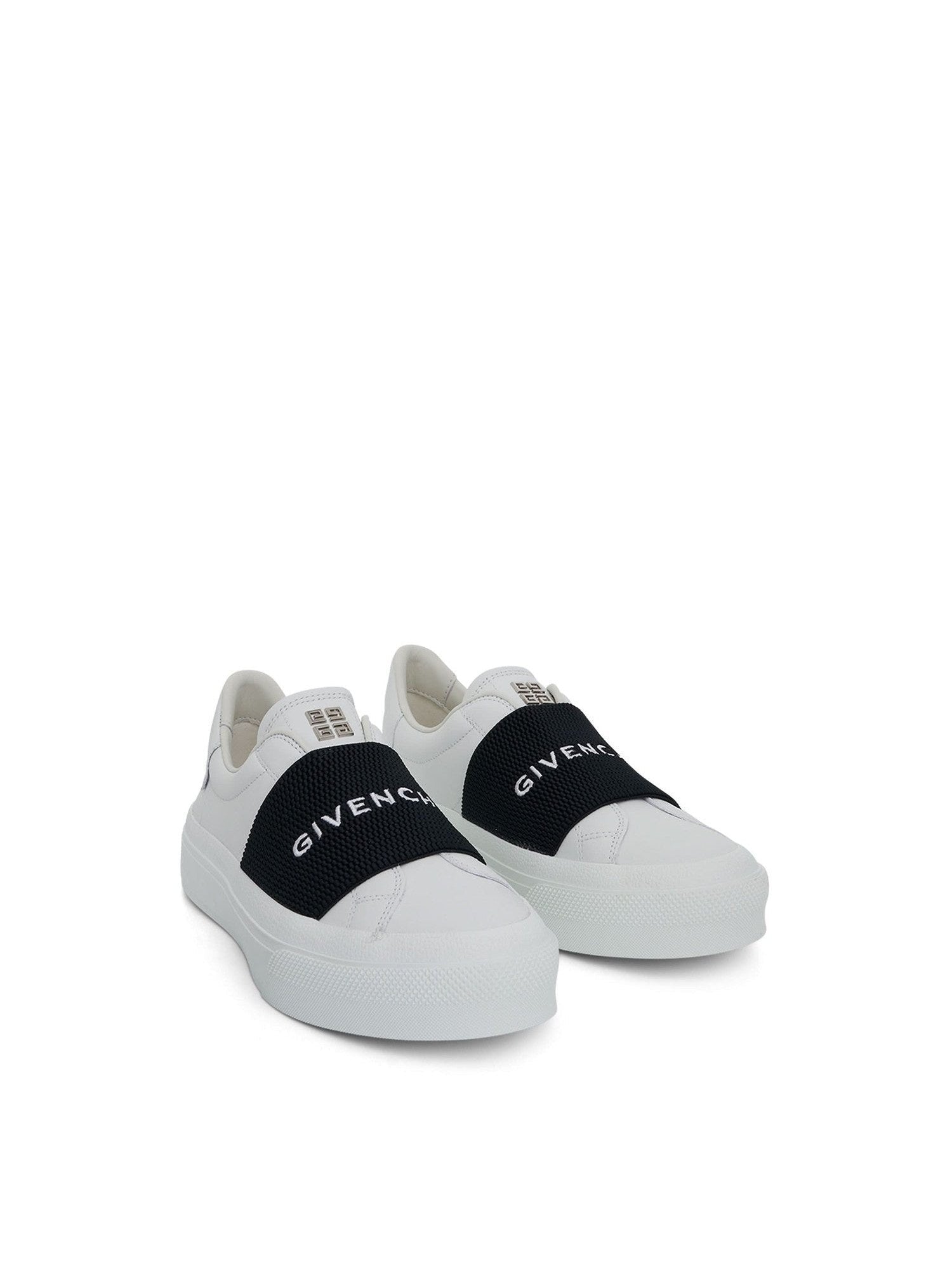 City Court Elastic Band Sneakers in White/Black Front View | GIVENCHY