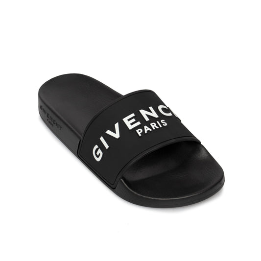 Logo Flat Sandal in Black