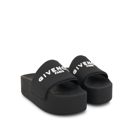 Logo Platform Sandal in Black