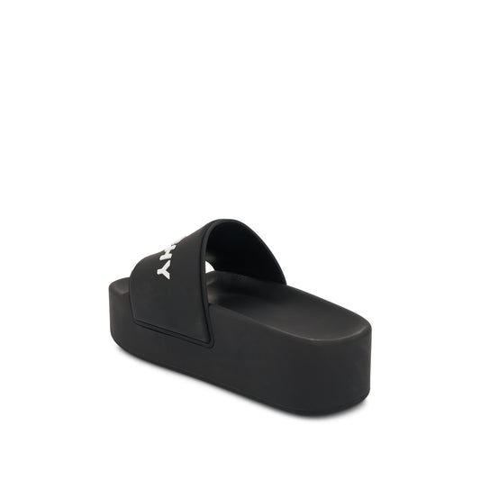 Logo Platform Sandal in Black