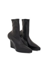 Wedge Ankle Boot in Stretch Leather in Black Front View | GIVENCHY