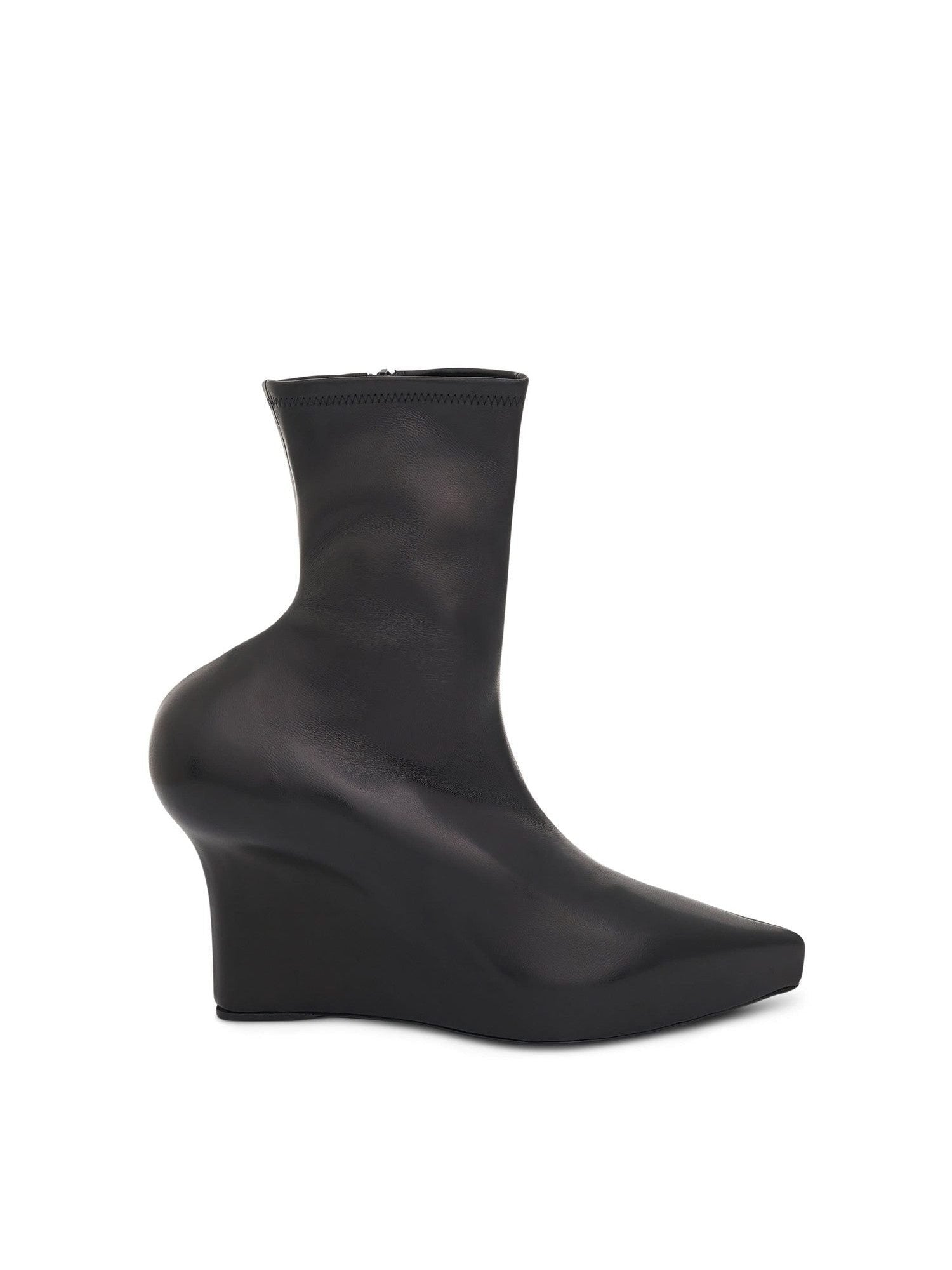 Wedge Ankle Boot in Stretch Leather in Black Side View | GIVENCHY