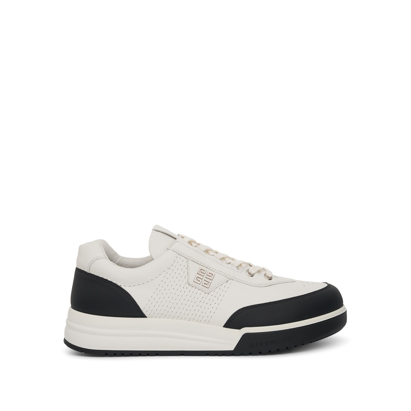 G4 Sneaker in Bicolor Leather in Ivory/Black