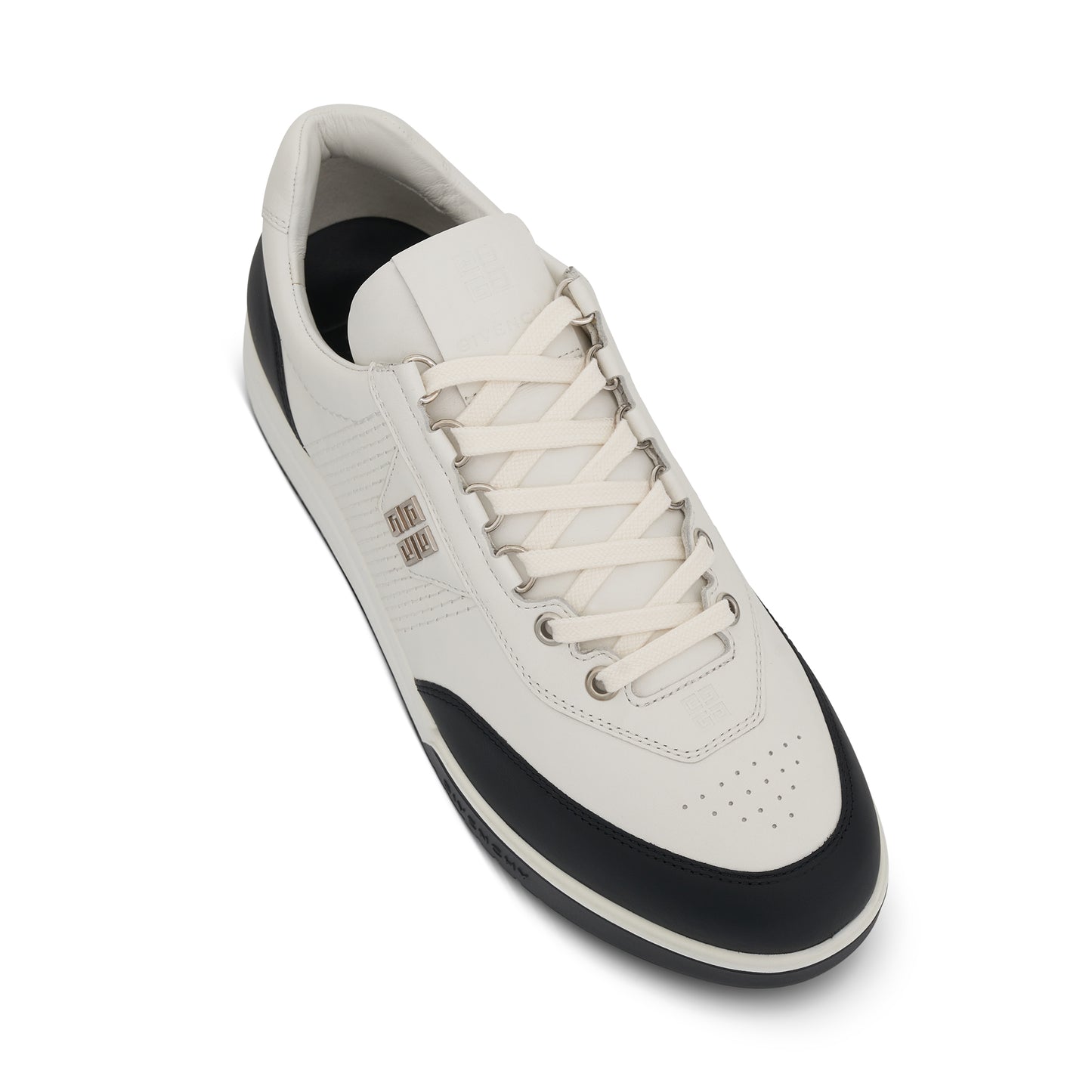 G4 Sneaker in Bicolor Leather in Ivory/Black