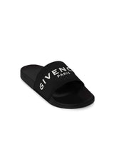 Logo Flat Sandal with Raised Logo in Black Top View | GIVENCHY