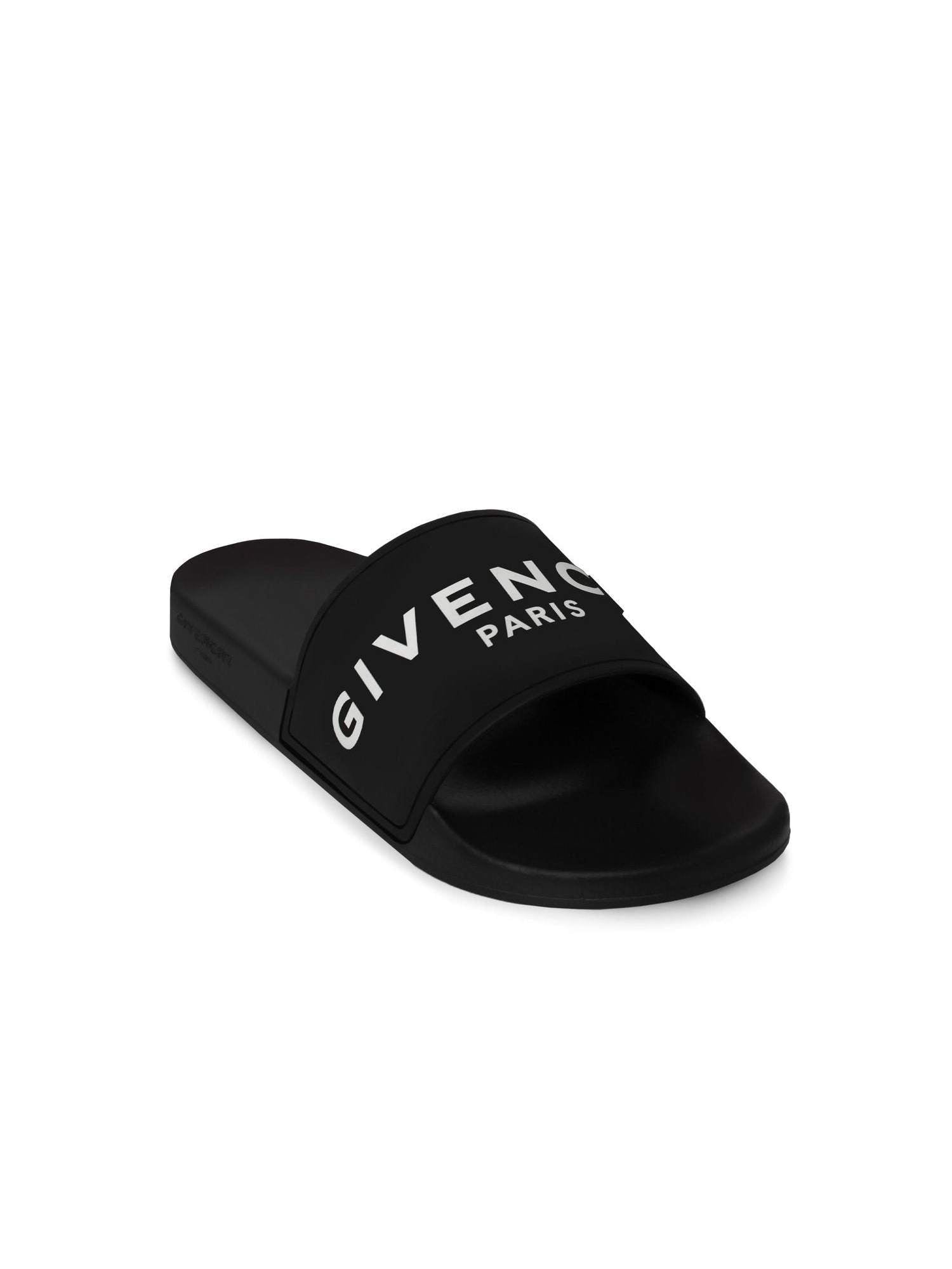 Logo Flat Sandal with Raised Logo in Black Top View | GIVENCHY