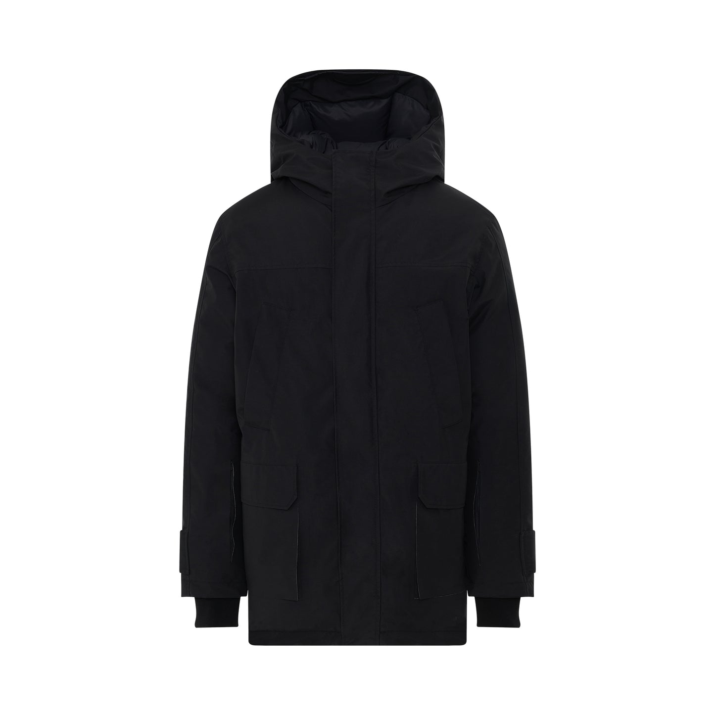 Three Layers Nylon Parka in Black