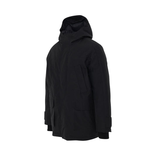 Three Layers Nylon Parka in Black