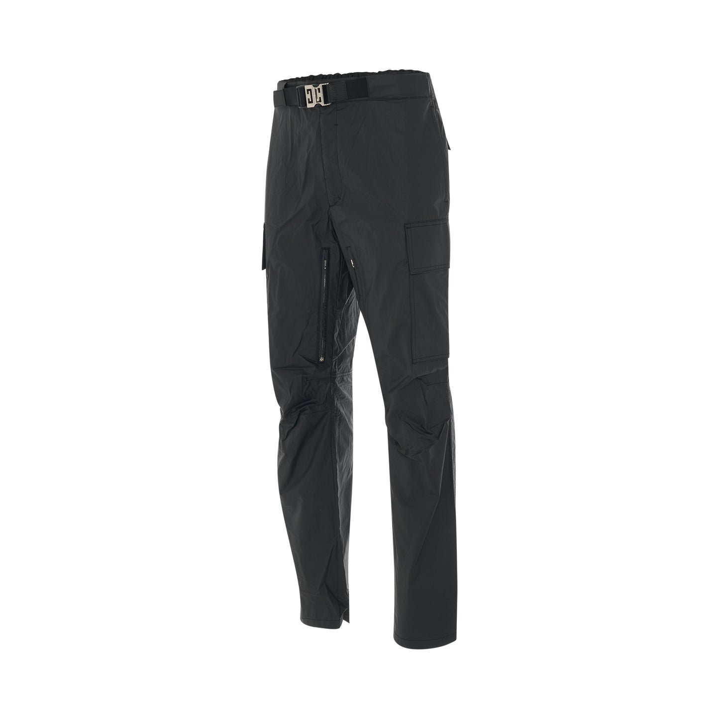 Light Coated Cotton Trousers in Black